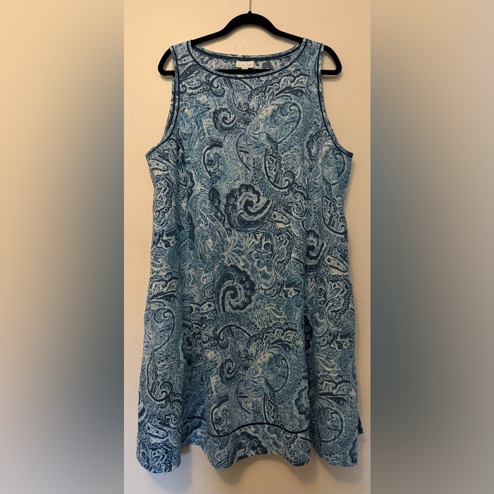 J. Jill Dress Love Linen XL Blue Paisley